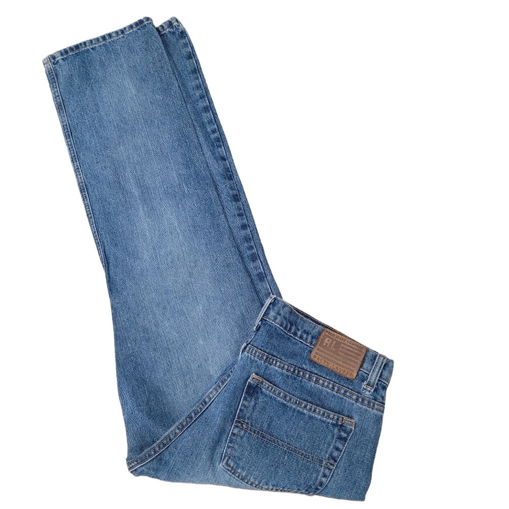 POLO RALPH LAUREN Vintage Jeans Bootcut Distressed Washed Out Blue Size 12